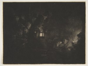 Adoration of the Shepherds: A Night Piece, ca. 1657. av Rembrandt van Rijn
