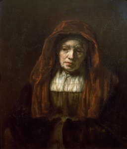 Gammel kvinne med hodeskjerf av Rembrandt van Rijn