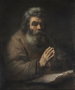 En eldre mann i bønn av Rembrandt van Rijn