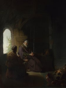 Anna og den blinde Tobit. Rundt 1630 av Rembrandt van Rijn