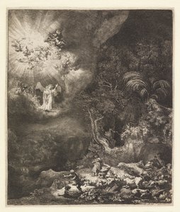 Bebudelse til hyrdene av Rembrandt van Rijn
