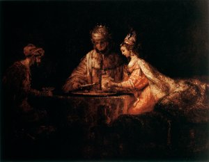 Assuerus, Haman og Ester, 1660 av Rembrandt van Rijn