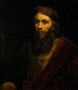 Skjeggete mann i hatt av Rembrandt van Rijn