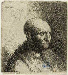 Bald Man in a Fur Coak: Bust av Rembrandt van Rijn
