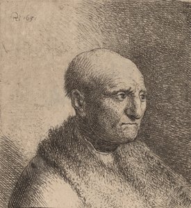 Skallet mann i en pelskappe, ca. 1630. av Rembrandt van Rijn
