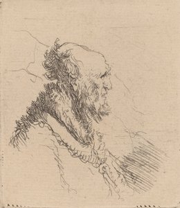 Skallet gammel mann med kort skjegg i profil, ca. 1635. av Rembrandt van Rijn