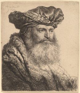 Skjegget mann i fløyelslue med juvellås av Rembrandt van Rijn