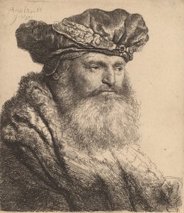 Skjegget mann i fløyelshette med juvellås, 1637 av Rembrandt van Rijn