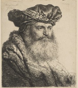 Skjegget mann i fløyelshette med juvellås, 1637. av Rembrandt van Rijn