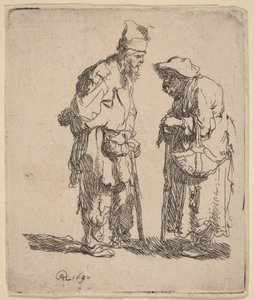En tigger og en tiggerkvinne i samtale av Rembrandt van Rijn