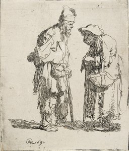 Tiggermann og tiggerkvinne i samtale, 1630 av Rembrandt van Rijn