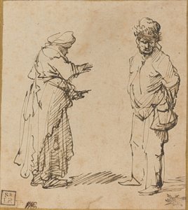 Tiggermann og kvinne av Rembrandt van Rijn