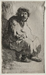 Tigger sitter på en bank av Rembrandt van Rijn