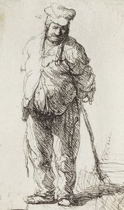Tigger lener seg på en pinne (penn og blekk på papir) av Rembrandt van Rijn