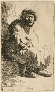 Tigger satt på en bank, 1630. av Rembrandt van Rijn