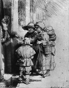Tiggere på dørstokken til et hus, 1648 av Rembrandt van Rijn