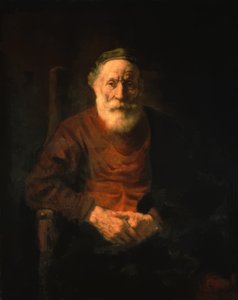 Portrett av en gammel mann i rød kappe av Rembrandt van Rijn
