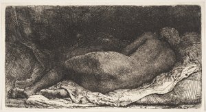 Svart afrikansk jente som ligger av Rembrandt van Rijn