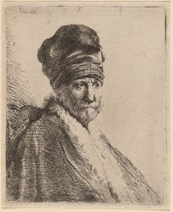 Byste av en mann med høy caps, tre fjerdedeler høyre (kunstnerens far?) av Rembrandt van Rijn