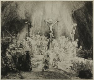 Kristus korsfestet mellom de to tyvene: "De tre korsene" av Rembrandt van Rijn