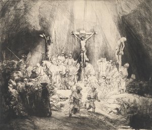 Kristus korsfestet mellom de to tyvene De tre korsene, 1653. av Rembrandt van Rijn