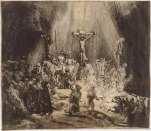 Kristus korsfestet mellom de to tyvene: De tre korsene, 1653., 1653. av Rembrandt van Rijn
