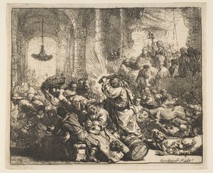 Kristus driver pengevekslerne fra tempelet, 1635. av Rembrandt van Rijn