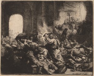 Kristus driver pengevekslerne fra tempelet av Rembrandt van Rijn
