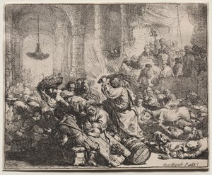 Kristus driver pengevekslerne fra tempelet av Rembrandt van Rijn