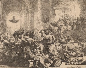 Kristus driver pengevekslerne fra tempelet, 1635. av Rembrandt van Rijn