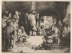Christ Preaching, kalt La Petite Tombe, ca. 1657. av Rembrandt van Rijn