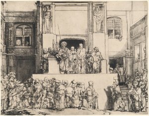 Kristus blir presentert for folket: avlang tallerken av Rembrandt van Rijn