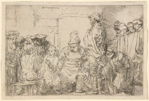 Kristus sitter og diskuterer med de skriftlærde av Rembrandt van Rijn