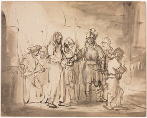 Kristus tatt før Kaifas, ca. 1641-1642. av Rembrandt van Rijn