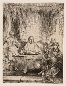 Kristus ved Emmaus: The Larger Plate av Rembrandt van Rijn