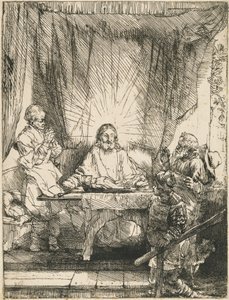 Kristus ved Emmaus: den større platen av Rembrandt van Rijn
