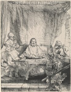 Kristus ved Emmaus: den større platen av Rembrandt van Rijn