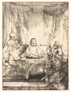 Kristus i Emmaus: den større tallerkenen av Rembrandt van Rijn