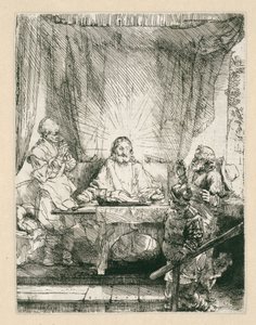 Kristus i Emmaus: den større tallerkenen av Rembrandt van Rijn
