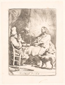 Kristus i Emmaus: den mindre tallerkenen av Rembrandt van Rijn