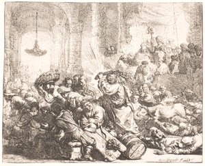 Kristus driver vekslerne fra templet av Rembrandt van Rijn