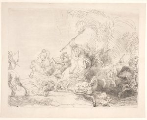 Den store løvejakten av Rembrandt van Rijn