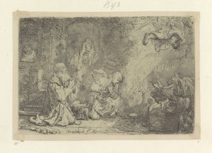 Angel forlater Tobias og familien hans Recueil de quatre-vingt-cinq estampes originales (serietittel) av Rembrandt van Rijn