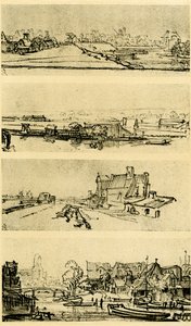 Fire landskapsstudier av Rembrandt van Rijn