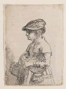 Jente med en kurv av Rembrandt van Rijn