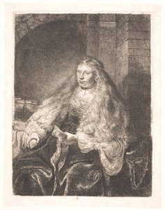 Jente med hår som faller på skuldrene ("den store jødiske bruden") av Rembrandt van Rijn