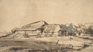 Gruppe av gårdsbygninger, ca. 1648-52. av Rembrandt van Rijn