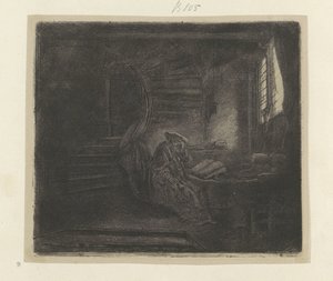 Hieronymus i en mørk studievertrek Samling av åttifem originaltrykk (serietittel) av Rembrandt van Rijn