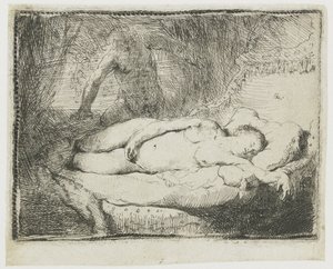 Jupiter og Antiope: mindre plate av Rembrandt van Rijn