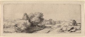 Landskap med en melkemann av Rembrandt van Rijn